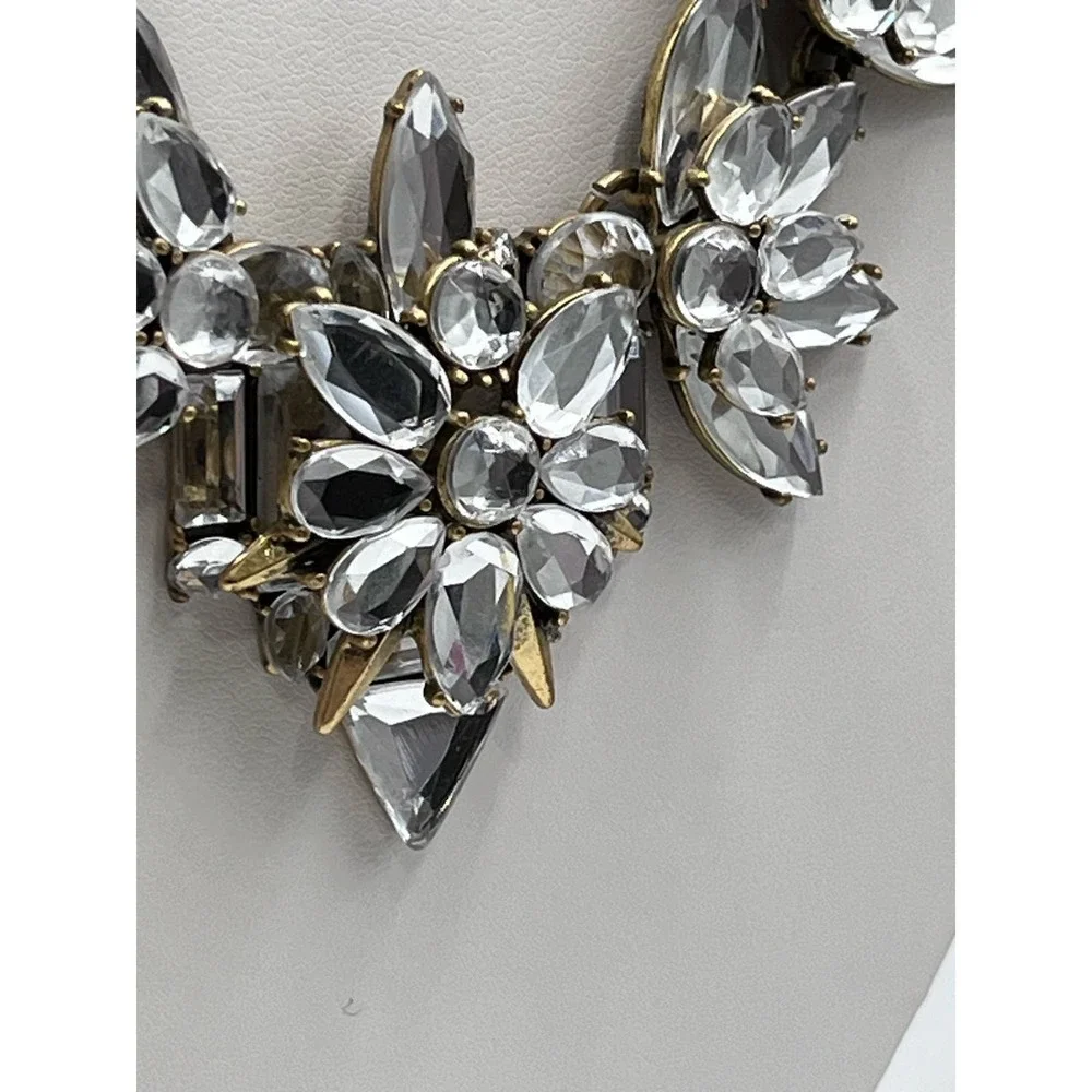 J. Crew Glass Sunburst Mirror‎ Floral Stacked Statement Necklace